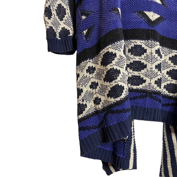 Lucky Brand Aztec Tribal Open Front Cardigan Pockets Oversized Drop Shoulders M - Picture 9 of 15